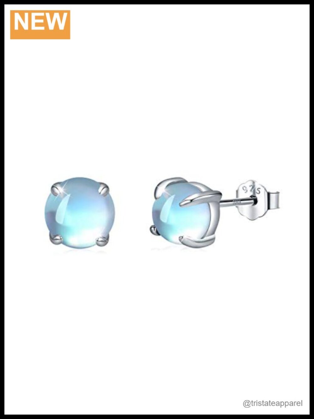 925 Sterling Silver Moonstone Stud Earrings Hypoallergenic 4mm